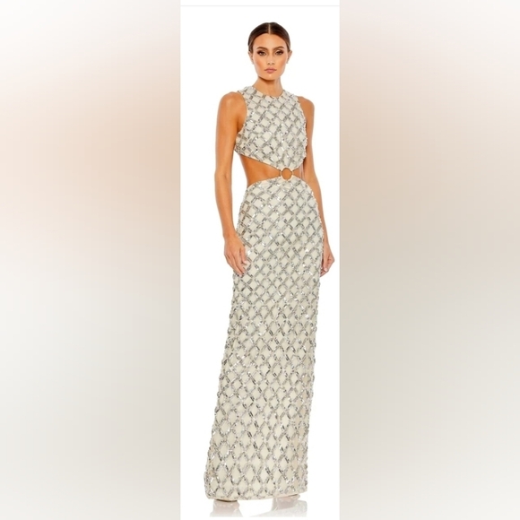 MAC DUGGAL EMBELLISHED HIGH NECK CUT OUT GOWN - Picture 1 of 17